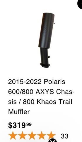 Ggb Exhaust 628063200436 2015-2022 Polaris 600/800 Axys Chassis / 800 Khaos Trail Muffler